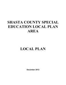 Shasta SELPA Local Plan - Shasta County Office of Education