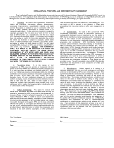 Sample Intellectual Property and Confidentiality Agreement