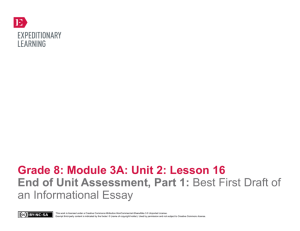 Grade 8: Module 3A: Unit 2: Lesson 16 End of Unit Assessment, Part