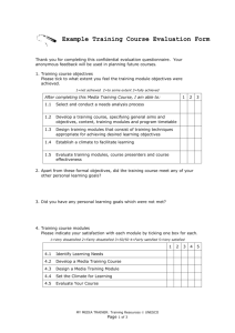 Example training course evaluation form