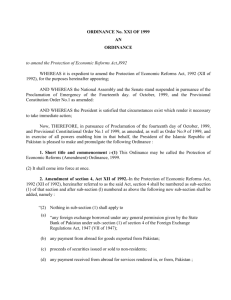 Protection of Economic Reforms (Amendment) Ordinance, 1999
