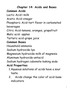 Chapter 14: Acids and Bases