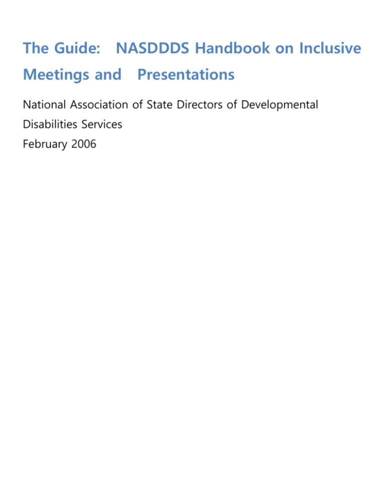 The Guide NASDDDS Handbook on Inclusiv Meetings and