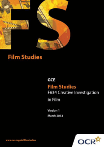 Creative investigation in film - Scheme of work and lesson