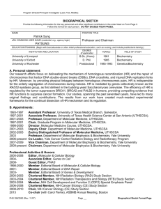 PHS 398 (Rev. 11/07), Biographical Sketch Format Page