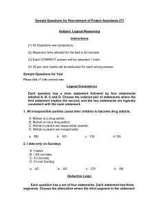 Sample Questions for Test in Various Disciplines