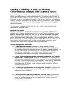 A Two-Day Reading Comprehension Institute with Stephanie Harvey