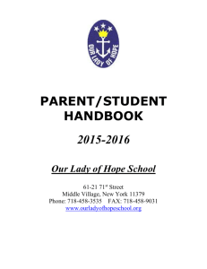 Parent/Student Handbook - Our Lady of Hope School