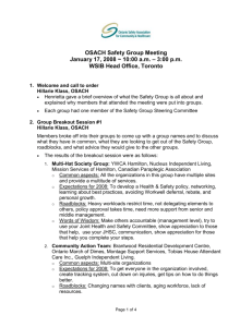 First 2006 Safety Group Meeting - Ontario Safety Association for