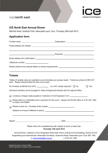 Application Form for ICE North East Dinner