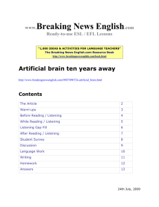 ESL Lesson: Artificial brain ten years away