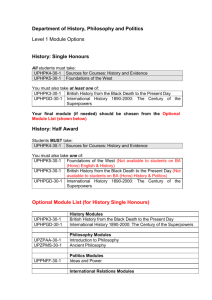 Module options for HPP Awards at Level One