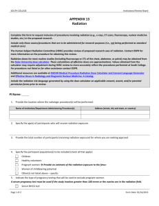 APPENDIX 13 – RADIATION Complete this form to request inclusion