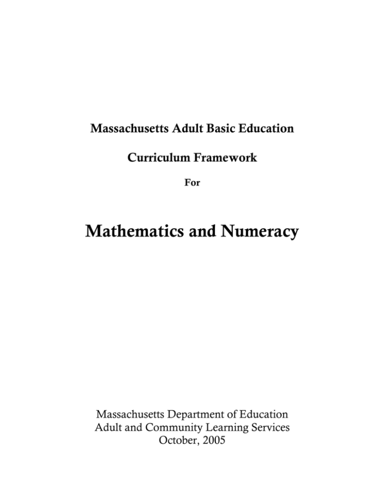 Massachusetts Adult Basic Education Curriculum Framework for