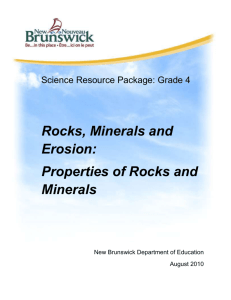 Rocks, Minerals, and Erosion - Properties of Rocks - Petitcodiac K-5