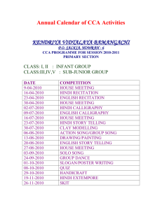 Calendar of Activities , Academic, Co