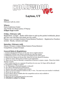 Layton, UT When: February 19 & 20, 2010 Where: Davis Conference