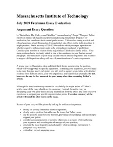July 2009 Freshman Essay Evaluation