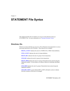 THE Chapter 11: STATEMENT File Syntax