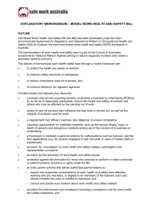 Explanatory Memorandum - Model Work Health and Safety Act