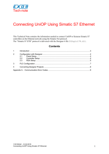 Connecting UniOP Using Simatic S7 Ethernet