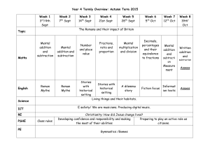 Year 4 Termly Overview: Autumn Term 2015 Week 1 3rd/4th Sept
