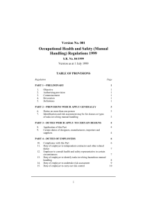 Occupational Health and Safety (Manual Handling) Regulations 1999