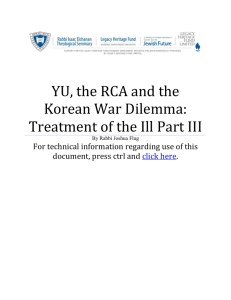 YU, the RCA and the Korean War Dilemma: Treatment of the Ill Part