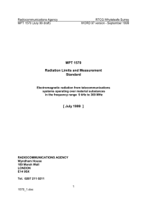 MPT 1570 Radiation Limits and Measurements Standards