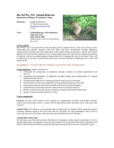 Biology 260 – Animal Behavior