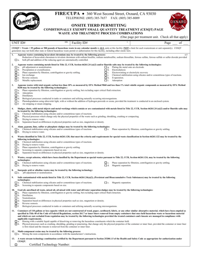 Conditionally Exempt Small Quantity Treatment