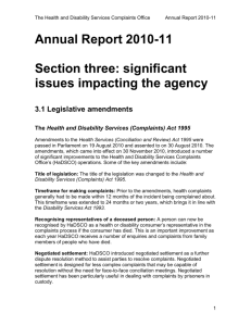 Annual Report 2010/11 Significant issues