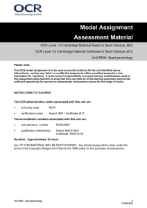 Unit R044 – Sport psychology - Model assignment 1