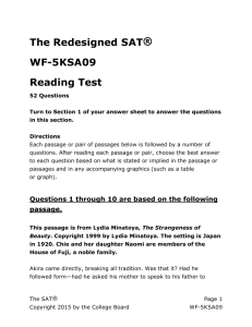 SAT Practice Reading Test 1 for Assistive Technology