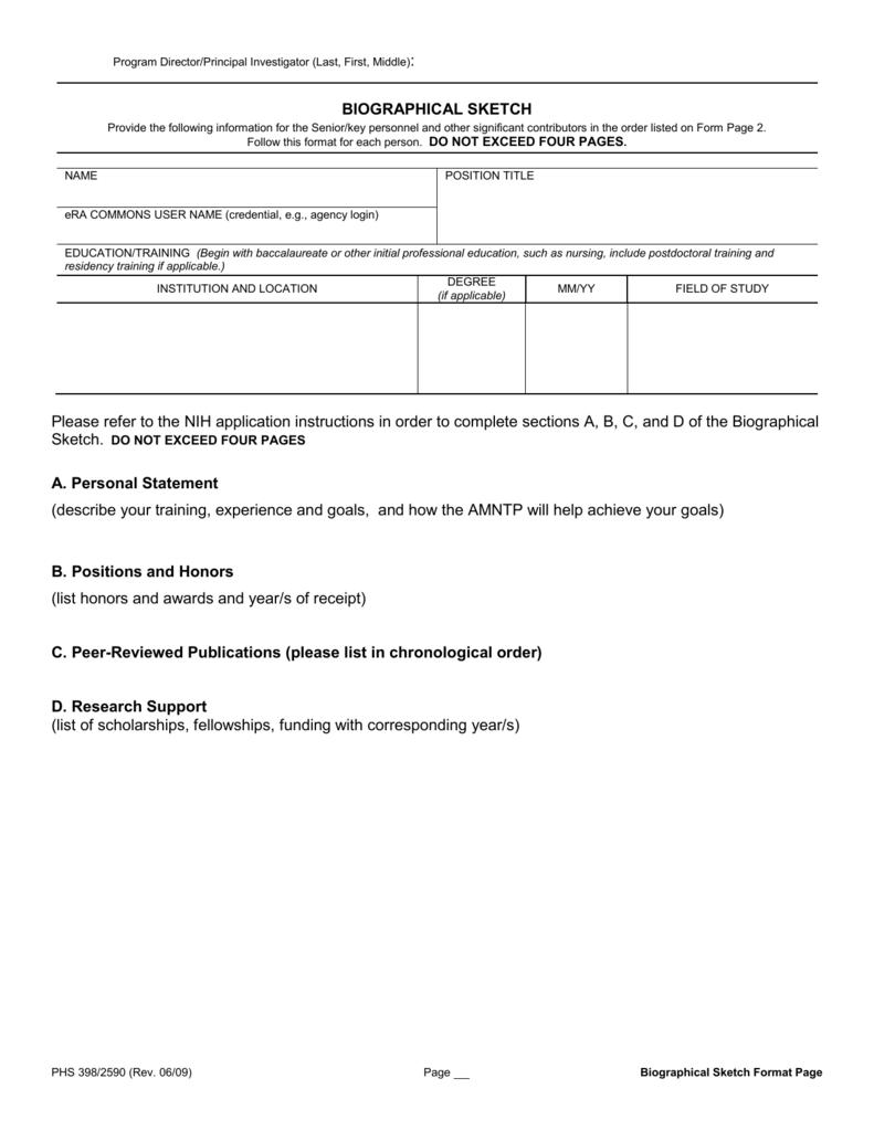 nih biosketch example 2021