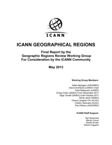 ICANN GEOGRAPHICAL REGIONS