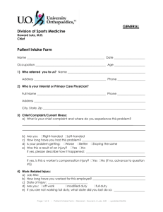 New Patient General Problem Intake Form