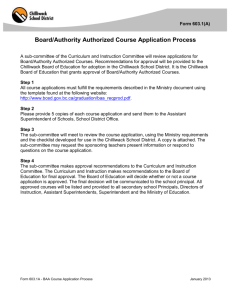 Form 603.1A-BAA Courses - Application