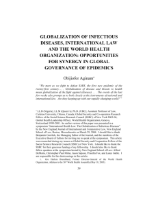globalization of infectious diseases, international law and the world