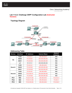 Lab 11.6.2: Challenge OSPF Configuration Lab (Instructor Version)