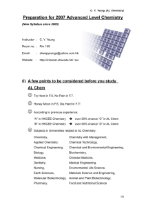 Preparation for 2005 Advanced Level Chemistry