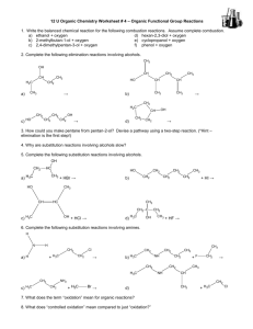 12 U Organic Chemistry Worksheet # 4 – Organic Functional Group