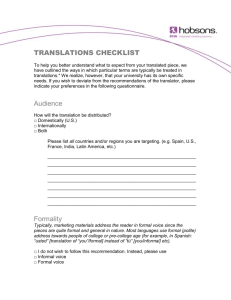 TRANSLATIONS CHECKLIST To help you better understand what to