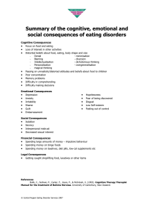 Summary of Physical Problems related to binge eating, vomiting and