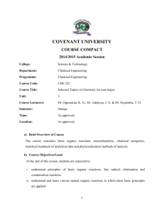 COVENANT UNIVERSITY COURSE COMPACT 2014/2015