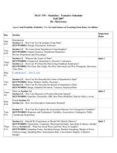 MAT 170 – Statistics: Tentative Schedule Fall 2007 Dr. McGivney