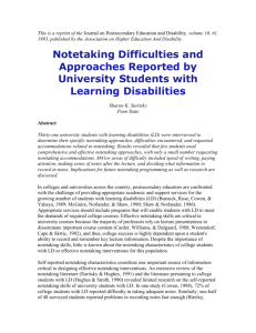 Notetaking Difficulties and Approaches Reported by