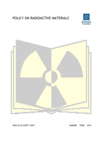 Policy on Radioactive Materials - Manchester Metropolitan University