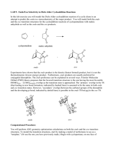 LAB 9: Endo/Exo Selectivity in Diels