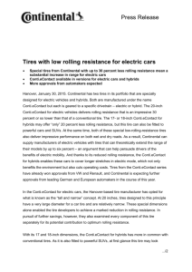 Press Release Tires with low rolling resistance for electric cars